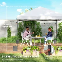 Outsunny 10 x 10 ft Pop Up Canopy Tent with One Push Setup, Outdoor Portable Instant Canopy Shelter w/ Roller Bag, White(m-7)