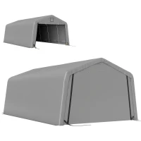 Outsunny 12' x 20' Portable Garage, Heavy Duty Carport Canopy with Ventilation Windows and Large Roll-up Door, Light Grey(m-2)