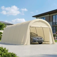Outsunny 12' x 23.6' Heavy Duty Carport, UPF50+ Portable Garage Car Canopy Tent with Galvanized Frame, Large Door, Beige(m-8)