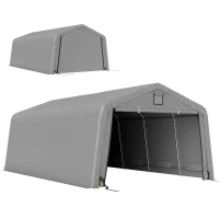 Outsunny 12' x 20' Portable Garage, Heavy Duty Carport Canopy with Ventilation Windows and Large Roll-up Door, Light Grey(m-11)