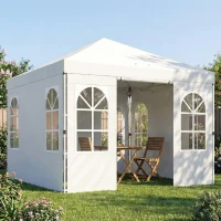 Outsunny 9.6 x 9.6 ft Pop Up Canopy Tent with Sidewalls, One Push Setup, UPF50+ Portable Instant Canopy Shelter, White(m-10)