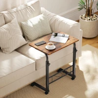 HOMCOM Mobile Standing Desk with Adjustable Height, 23.5 inch Stand Up Desk with Wheels, Rustic Brown(m-8)