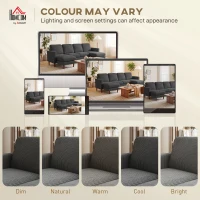 HOMCOM Sectional Sofa, Corduroy U Shaped Couch with Double Chaise and Spring Cushions, 2200lb Capacity, Dark Grey(m-7)