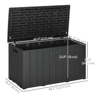 Outsunny 81 Gallon Garden Storage Box, Waterproof  Double Wall Storage Container with Wheels and Handles, Black(m-3)