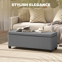 HOMCOM 44 Inches Ottoman with Storage, Lid, Legs, Corduroy End of Bed Bench for Living Room, Bedroom, Entryway, Gray(m-4)