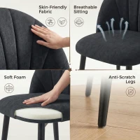 HOMCOM Modern Dining Chairs Set of 4, Upholstered Dining Room Chairs with Metal Legs, Shell Backrest, Padded Seat, Black(m-6)