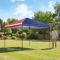 Outsunny 10 x 10 ft Pop Up Canopy Tent with One Push Setup, Outdoor Portable Instant Canopy Shelter w/ Roller Bag, American Flag(m-3)