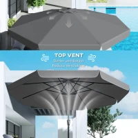 Outsunny 10 ft Patio Umbrella with Push Button Tilt and Crank, Outdoor Market Table Umbrella Parasol, Dark Grey(m-9)