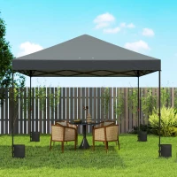 Outsunny 10 x 10 ft Pop Up Canopy Tent with One Push Setup, Outdoor Portable Instant Canopy Shelter w/ Roller Bag, Dark Gray(m-9)