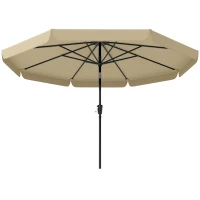 Outsunny 10 ft Patio Umbrella with Push Button Tilt and Crank, Outdoor Market Table Umbrella Parasol, Khaki(m-2)