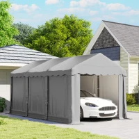 Outsunny 20' x 10' Portable Shed, Outdoor Storage Shed Tent with Roll-up Zipper Door and Removable Sidewalls, Light Grey(m-8)