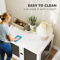 PawHut Pet Crate End Table with Water-resistant Cushion or Large Medium Dogs, White(m-9)