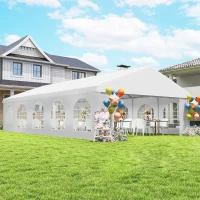 Outsunny 20'x33' Heavy Duty Large Party Tent & Carport with Removable Sidewalls, Portable Garage Canopy Tent, White(m-8)