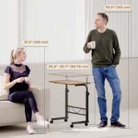 HOMCOM Mobile Standing Desk with Adjustable Height, 23.5 inch Stand Up Desk with Wheels, Rustic Brown(m-4)