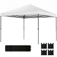 Outsunny 10 x 10 ft Pop Up Canopy Tent with One Push Setup, Outdoor Portable Instant Canopy Shelter w/ Roller Bag, White(m-1)