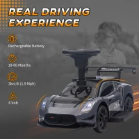 Qaba 6V Maserati GT2 Licensed Electric Car for Kids, Ride on Car with Under Seat Storage, LED Headlights Music, Grey(m-4)
