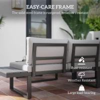 Outsunny 4 Pieces Outdoor Patio Furniture Set, 5-Level Reclining Garden Corner Sofa Set, Outdoor Lounge Conversation Sectional(m-4)