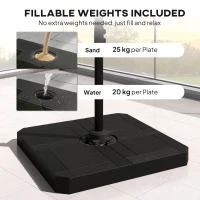 Outsunny 8' x 8' Offset Cantilever Patio Umbrella with Base Weights, UPF50+ Cantilever Parasol with 360° Rotation, Dark Grey(m-4)