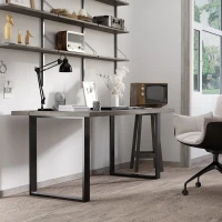 HOMCOM Metal Table Legs Set of 2, Square DIY Furniture Table Legs with Screws and Floor Protectors(m-8)