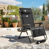 Outsunny Zero Gravity Chair, Reclining Outdoor Lounger Chair with Cup Holder, 400 LBS Capacity, Black(m-7)