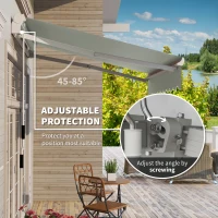 Outsunny 8'x7' Patio Awning Manual Retractable Sun Shade Outdoor Deck Canopy Shelter, Light Grey(m-4)