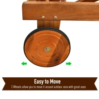 Outsunny Mesh Acacia Wood Adjustable Outdoor Sun Lounger with Wheels(m-8)