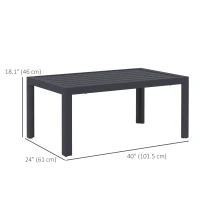 Outsunny Outdoor Coffee Table, Rectangular Patio Table with Steel Frame and Slat Tabletop for Garden, Balcony, Grey(m-3)