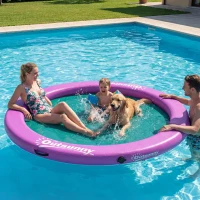 Outsunny 8FT Inflatable Water Hammock Floating Ring, Inflatable Floating Dock Platform for for Lakes, Pools, Oceans, Purple(m-9)