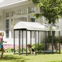 PawHut Outdoor Dog Kennel with Waterproof UV-Resistant Cover, 8 x 4 x 6 ft(m-1)