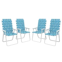 Outsunny Set of 4 Folding Patio Chairs, Portable Chair Set with Armrests for Camping, Garden, Pool, Beach, Backyard, Blue(m-2)
