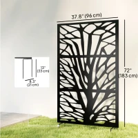 Outsunny Metal Outdoor Privacy Screen, 72" x 38" Freestanding Outdoor Divider, Black(m-3)