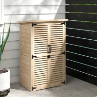 Outsunny 30" x 20" x 47" Wooden Garden Shed, Outdoor Storage Shed with Waterproof Asphalt Roof, Shelves, Natural(m-9)