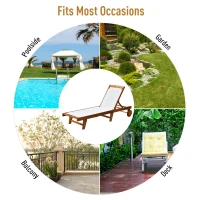 Outsunny Mesh Acacia Wood Adjustable Outdoor Sun Lounger with Wheels(m-10)