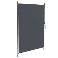 Outsunny 7' x 10' Retractable Patio Awning, Manual Outdoor Privacy Screen with UPF40+ & Water-Resistant Fabric, Grey(m-9)