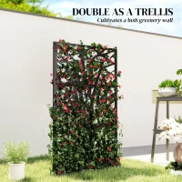 Outsunny Metal Outdoor Privacy Screen, 72" x 38" Freestanding Outdoor Divider, Black(m-7)