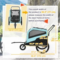 Aosom 2-in-1 Dog Bike Trailer, Pet Stroller with Hitch for Small Medium Large Dogs, Quick-release Wheels, Foot Support, Pet Bicycle, Cart Wagon, Cargo Carrier for Travelling, Blue(m-3)