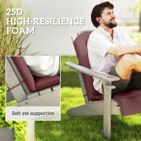 Outsunny Set of 2 Patio Chair Cushions, High Back Adirondack Chair Cushion with Ties, High-Density Foam, Wine Red(m-4)