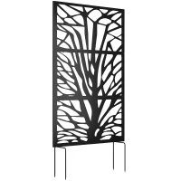 Outsunny Metal Outdoor Privacy Screen, 72" x 38" Freestanding Outdoor Divider, Black(m-11)