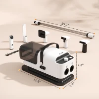 PawHut 5 in 1 Dog Grooming Vacuum & Dryer w/ Clipper, 50dB Low Noise, Adjustable Speed & Temp, 1.8L Canister(m-3)