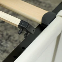 HOMCOM Upholstered Twin Trundle Bed, Extendable Twin to King Day Bed with Headboard and Armrests, Cream White(m-10)