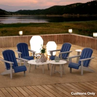 Outsunny Set of 4 Patio Chair Cushions, High Back Adirondack Chair Cushion with Ties, High-Density Foam, Navy Blue(m-9)