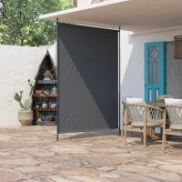 Outsunny 7' x 10' Retractable Patio Awning, Manual Outdoor Privacy Screen with UPF40+ & Water-Resistant Fabric, Grey(m-8)