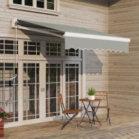 Outsunny 8'x7' Patio Awning Manual Retractable Sun Shade Outdoor Deck Canopy Shelter, Light Grey(m-8)