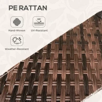 Outsunny Outdoor Coffee Table with Storage Shelf, Hand-Woven Wicker Side Table with Water-Ripple Glass Top, Mix Brown(m-6)