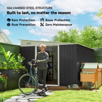 Outsunny 11' x 9' Steel Garden Storage Shed, Outdoor Metal Tool House with Double Sliding Doors, Dark Grey(m-4)