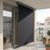 Outsunny Cordless Roller Shade, Outdoor Blinds Cordless Roll Up Shade, UV Protection Waterproof, 98" L x 63" W, Dark Grey(m-1)