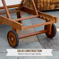 Outsunny Mesh Acacia Wood Adjustable Outdoor Sun Lounger with Wheels(m-16)