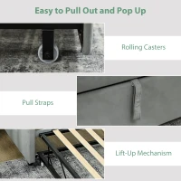 HOMCOM Upholstered Twin Size Trundle Bed, Velvet Twin to King Day Bed with Pop Up Trundle, Headboard and 2 Pockets, Light Grey(m-5)