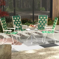 Outsunny Set of 4 Folding Patio Chairs, Portable Chair Set with Armrests for Camping, Garden, Pool, Beach, Green(m-8)