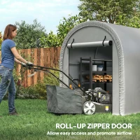 Outsunny 8' x 5' Portable Shed, Water-Resistant Bike Tent with Roll-up Zipper Door and Galvanized Metal Frame for Bike(m-6)